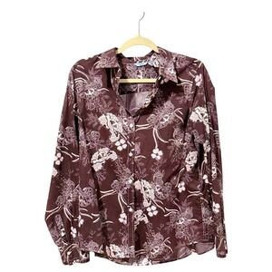 Izod Floral Patterned Plum Top Size ‎ XL
